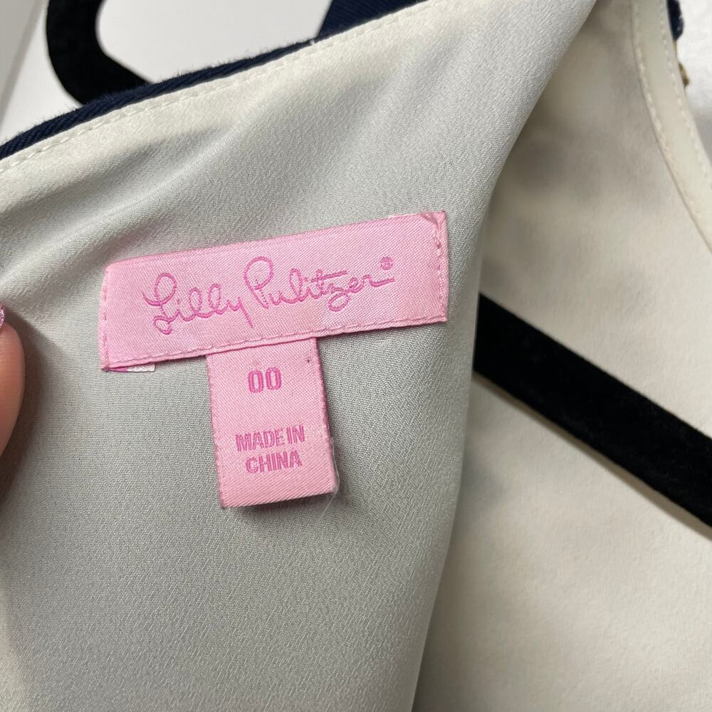 Lilly Pulitzer Wythe Navy Embellished Gold Beaded Shift Dress Size 00 - Picture 8 of 12